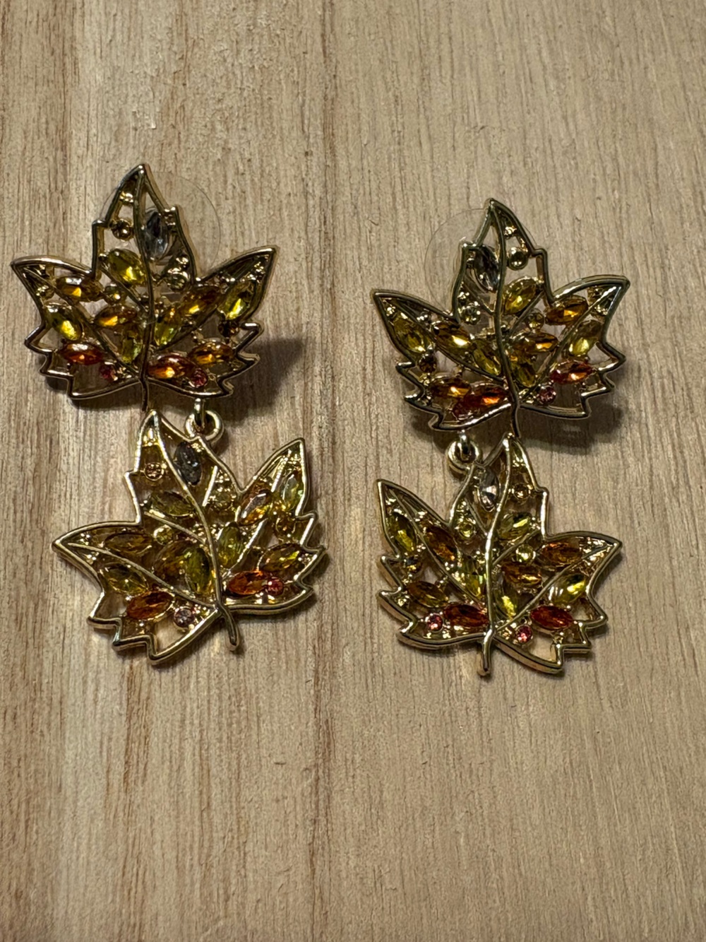 SugarFix Baublebar Gold Leaf Drop Earrings with Multi-Colored Stones
